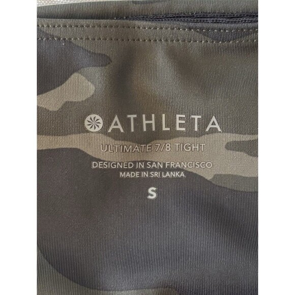 ATHLETA Ultimate 7/8 Tight Olive Camo Women Small Ankle Pocket Legging High Rise - Picture 3 of 13